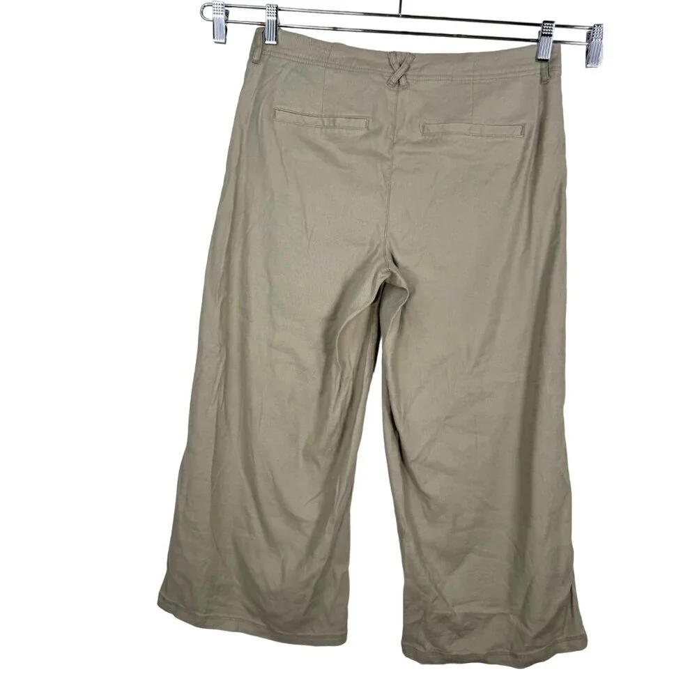 NYDJj Crop Wide Leg 90s Linen Blend Trouser Pants Mid-Rise Lift Tuck Sand‎ sz 8 - Picture 6 of 13